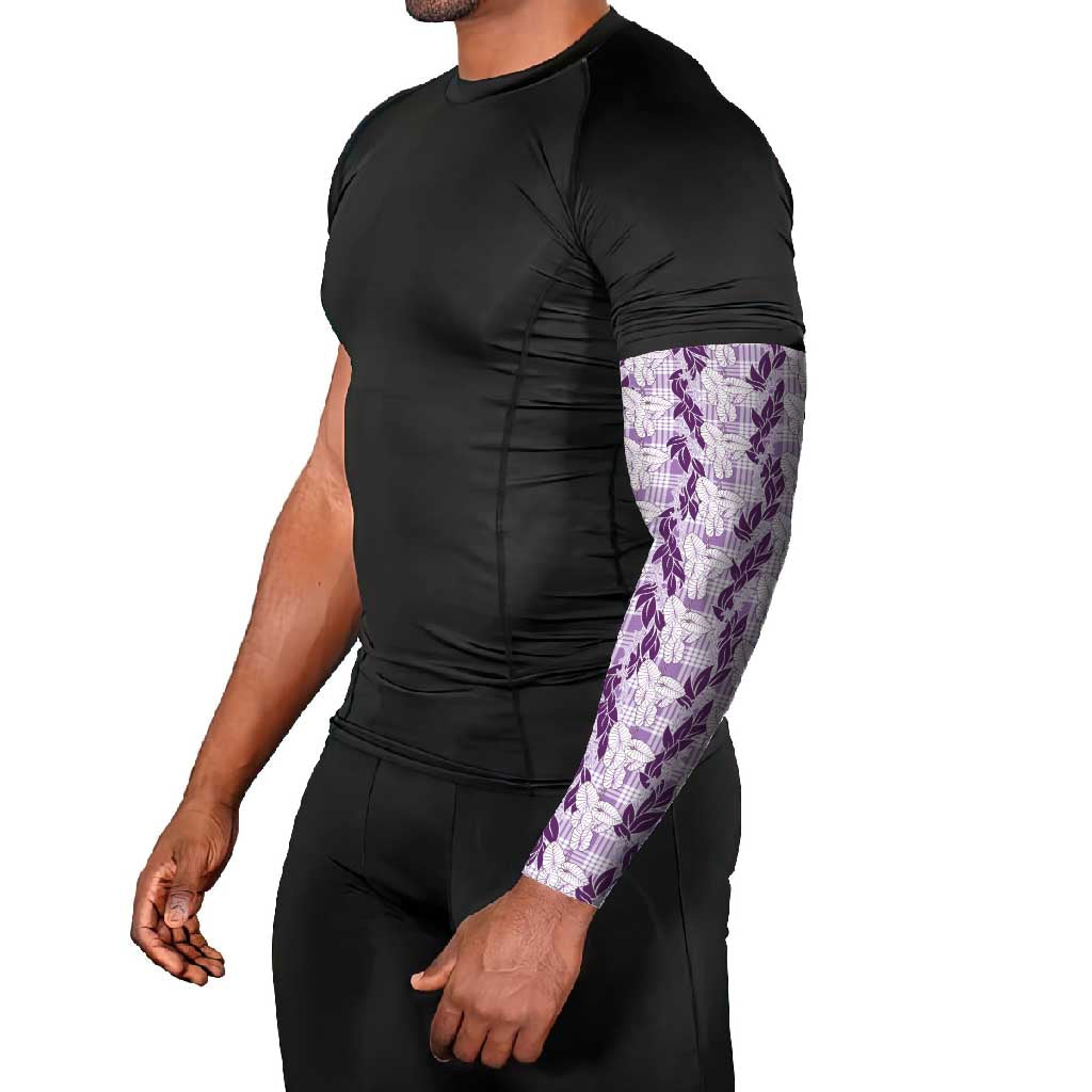 Hawaii Ti Leaf Maile Tuberose Lei Arm Sleeves With Hanalei Leaf Purple