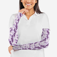 Hawaii Ti Leaf Maile Tuberose Lei Arm Sleeves With Hanalei Leaf Purple