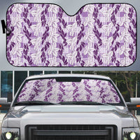 Hawaii Ti Leaf Maile Tuberose Lei Auto Sun Shade With Hanalei Leaf Purple