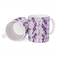 Hawaii Ti Leaf Maile Tuberose Lei Ceramic Mug With Hanalei Leaf Purple