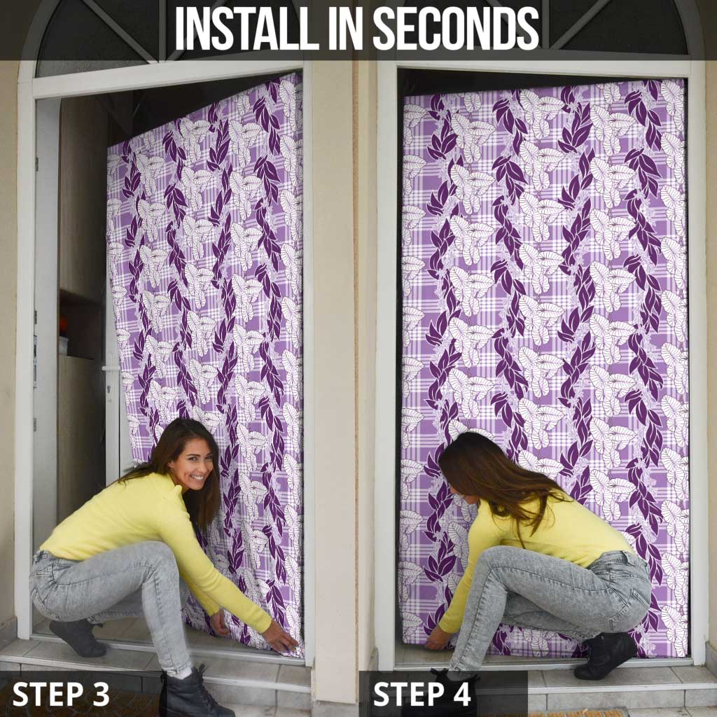Hawaii Ti Leaf Maile Tuberose Lei Door Cover With Hanalei Leaf Purple LT05 - Polynesian Pride