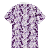 Hawaii Ti Leaf Maile Tuberose Lei Family Matching Mermaid Dress and Hawaiian Shirt With Hanalei Leaf Purple