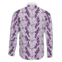 Hawaii Ti Leaf Maile Tuberose Lei Family Matching Mermaid Dress and Hawaiian Shirt With Hanalei Leaf Purple