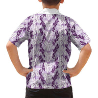 Hawaii Ti Leaf Maile Tuberose Lei Family Matching Puletasi and Hawaiian Shirt With Hanalei Leaf Purple LT05 - Polynesian Pride