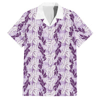 Hawaii Ti Leaf Maile Tuberose Lei Family Matching Puletasi and Hawaiian Shirt With Hanalei Leaf Purple LT05 Dad's Shirt - Short Sleeve Purple - Polynesian Pride
