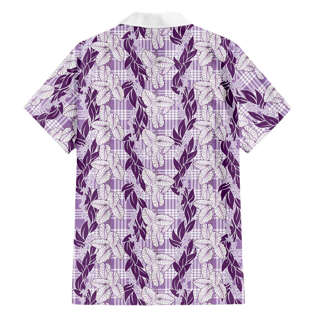 Hawaii Ti Leaf Maile Tuberose Lei Family Matching Puletasi and Hawaiian Shirt With Hanalei Leaf Purple LT05 - Polynesian Pride