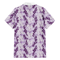Hawaii Ti Leaf Maile Tuberose Lei Family Matching Puletasi and Hawaiian Shirt With Hanalei Leaf Purple LT05 - Polynesian Pride