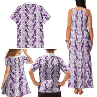Hawaii Ti Leaf Maile Tuberose Lei Family Matching Tank Maxi Dress and Hawaiian Shirt With Hanalei Leaf Purple