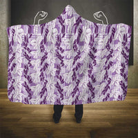 Hawaii Ti Leaf Maile Tuberose Lei Hooded Blanket With Hanalei Leaf Purple