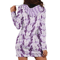 Hawaii Ti Leaf Maile Tuberose Lei Hoodie Dress With Hanalei Leaf Purple