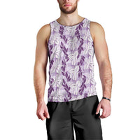 Hawaii Ti Leaf Maile Tuberose Lei Men Tank Top With Hanalei Leaf Purple LT05 - Polynesian Pride