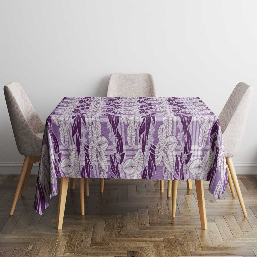 Hawaii Ti Leaf Maile Tuberose Lei Tablecloth With Hanalei Leaf Purple LT05 - Polynesian Pride