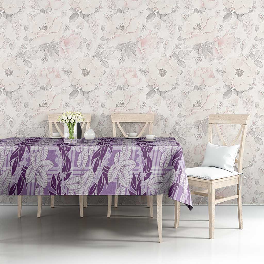 Hawaii Ti Leaf Maile Tuberose Lei Tablecloth With Hanalei Leaf Purple LT05 - Polynesian Pride