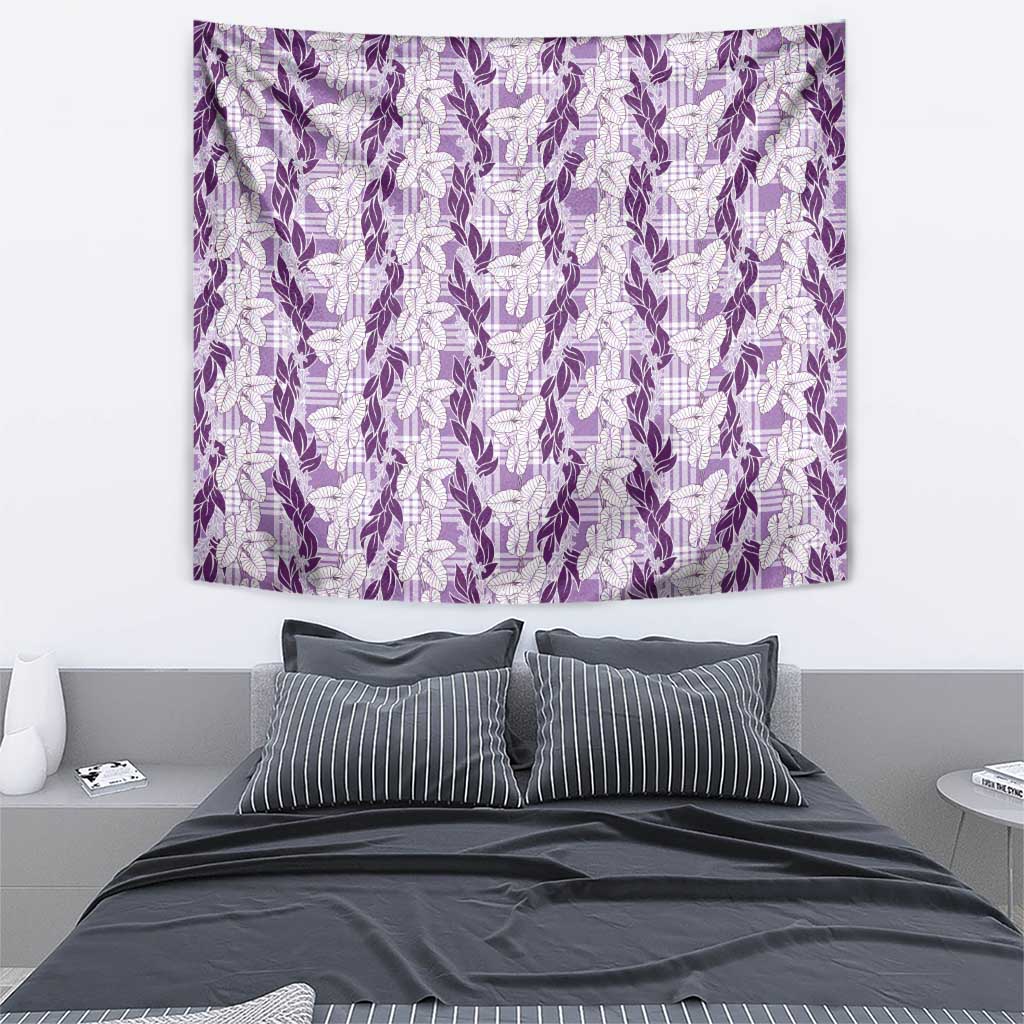 Hawaii Ti Leaf Maile Tuberose Lei Tapestry With Hanalei Leaf Purple LT05 - Polynesian Pride