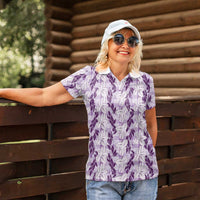 Hawaii Ti Leaf Maile Tuberose Lei Women Polo Shirt With Hanalei Leaf Purple