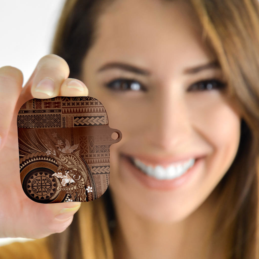Samoa Tatau Marlin AirPods Case With Siapo Motifs Brown LT05 - Polynesian Pride