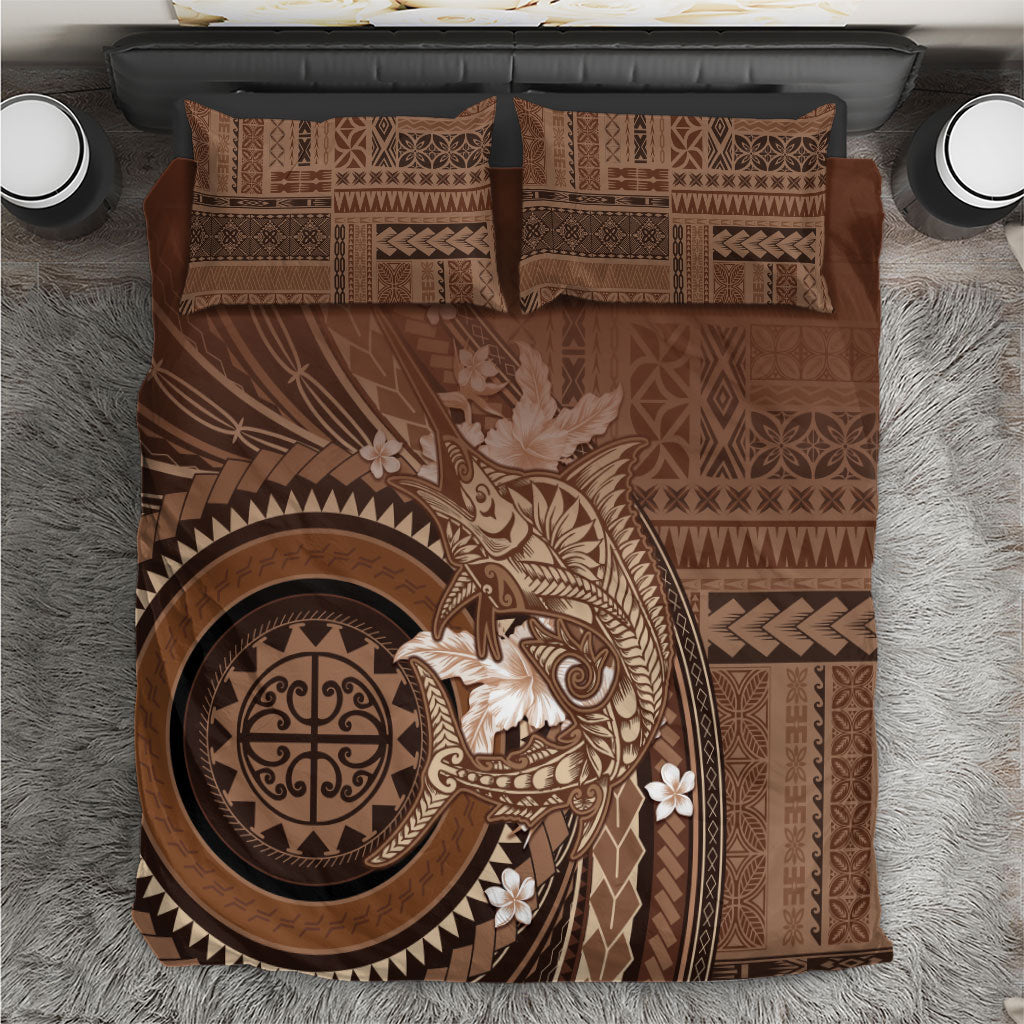 Samoa Tatau Marlin Bedding Set With Siapo Motifs Brown