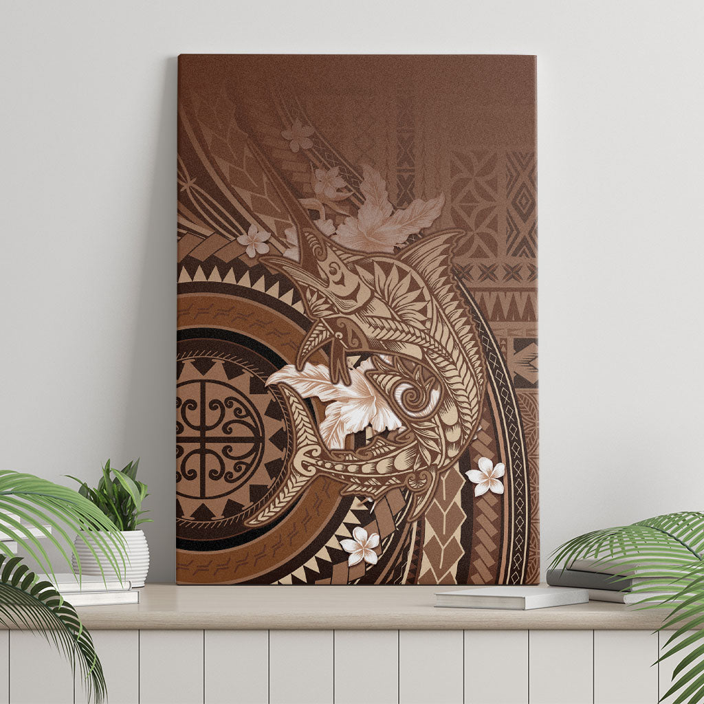 Samoa Tatau Marlin Canvas Wall Art With Siapo Motifs Brown