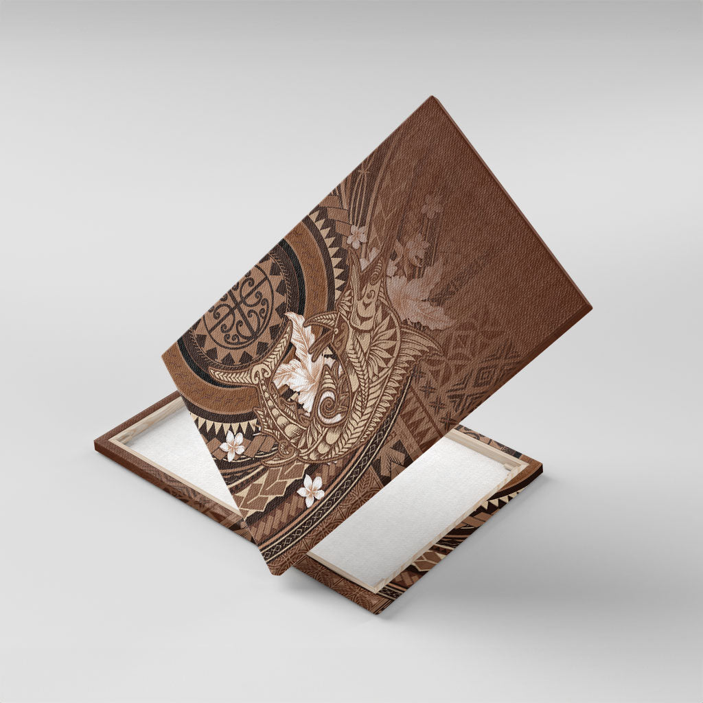 Samoa Tatau Marlin Canvas Wall Art With Siapo Motifs Brown