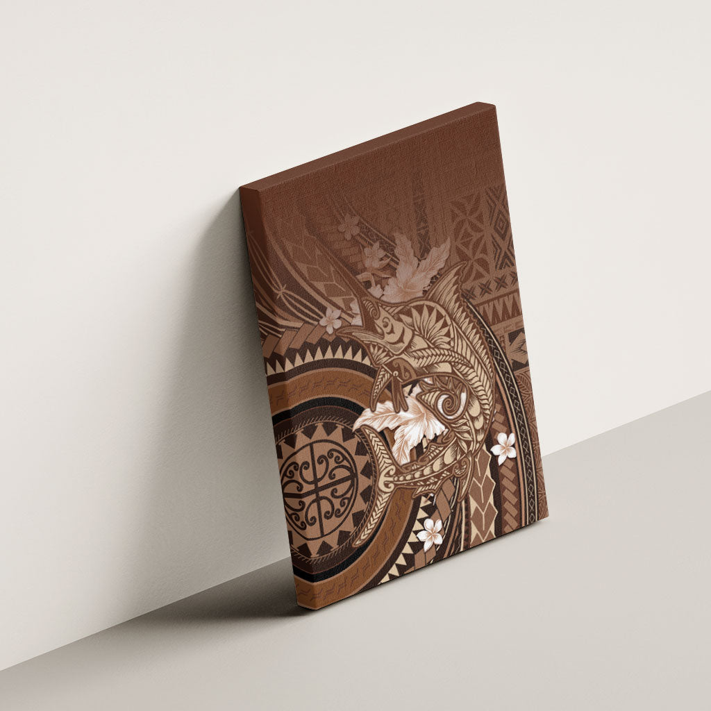 Samoa Tatau Marlin Canvas Wall Art With Siapo Motifs Brown