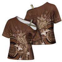 Samoa Tatau Marlin Cross Shoulder Shirt With Siapo Motifs Brown