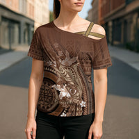 Samoa Tatau Marlin Cross Shoulder Shirt With Siapo Motifs Brown