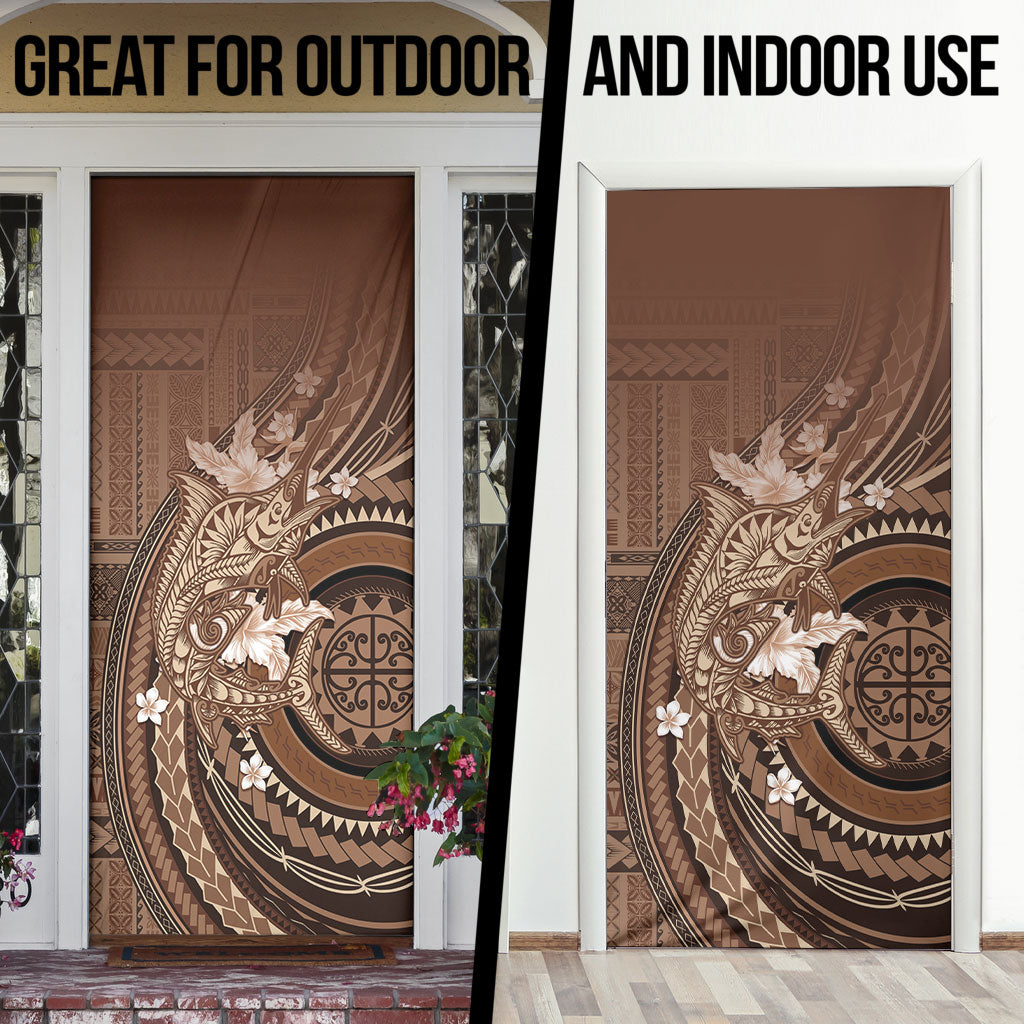 Samoa Tatau Marlin Door Cover With Siapo Motifs Brown