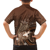 Samoa Tatau Marlin Family Matching Puletasi and Hawaiian Shirt With Siapo Motifs Brown LT05 - Polynesian Pride