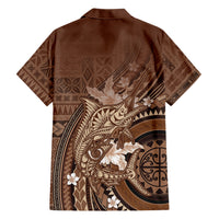 Samoa Tatau Marlin Family Matching Puletasi and Hawaiian Shirt With Siapo Motifs Brown LT05 - Polynesian Pride