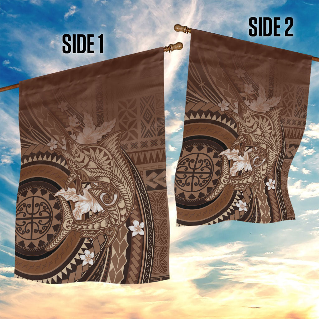 Samoa Tatau Marlin Garden Flag With Siapo Motifs Brown
