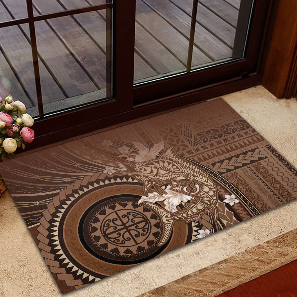 Samoa Tatau Marlin Rubber Doormat With Siapo Motifs Brown