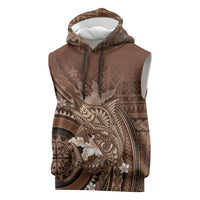 Samoa Tatau Marlin Sleeveless Hoodie With Siapo Motifs Brown LT05 Brown - Polynesian Pride