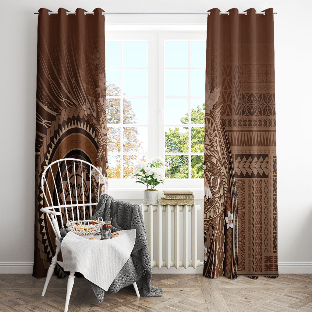 Samoa Tatau Marlin Window Curtain With Siapo Motifs Brown