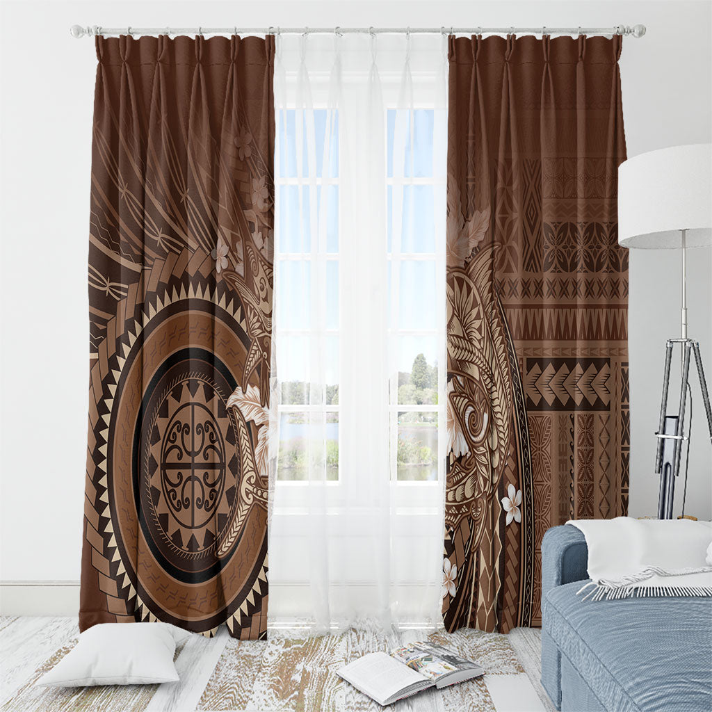 Samoa Tatau Marlin Window Curtain With Siapo Motifs Brown