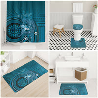 Samoa Tatau Marlin Bathroom Set With Siapo Motifs Teal LT05 - Polynesian Pride