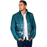 Samoa Tatau Marlin Padded Jacket With Siapo Motifs Teal LT05 - Polynesian Pride