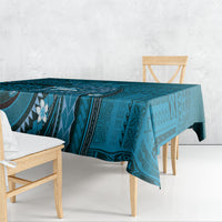 Samoa Tatau Marlin Tablecloth With Siapo Motifs Teal LT05 - Polynesian Pride