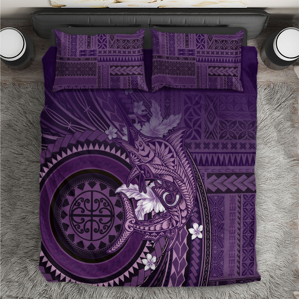 Samoa Tatau Marlin Bedding Set With Siapo Motifs Violet LT05 Violet - Polynesian Pride