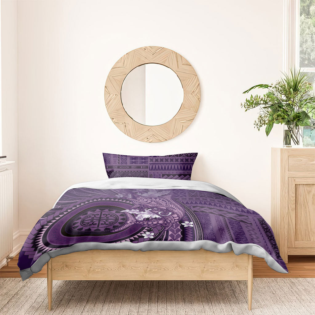 Samoa Tatau Marlin Bedding Set With Siapo Motifs Violet LT05 - Polynesian Pride