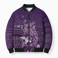 Samoa Tatau Marlin Bomber Puffer Jacket With Siapo Motifs Violet