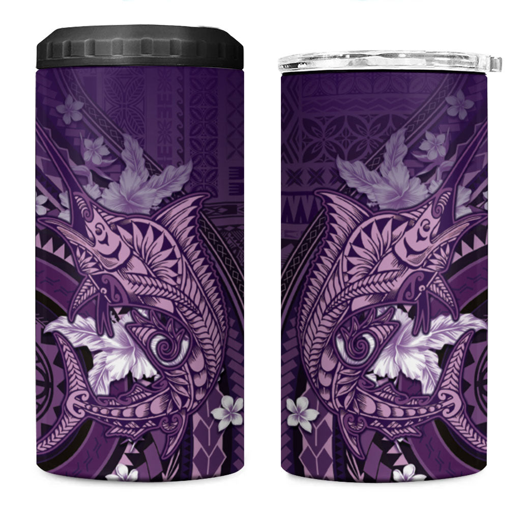 Samoa Tatau Marlin 4 in 1 Can Cooler Tumbler With Siapo Motifs Violet