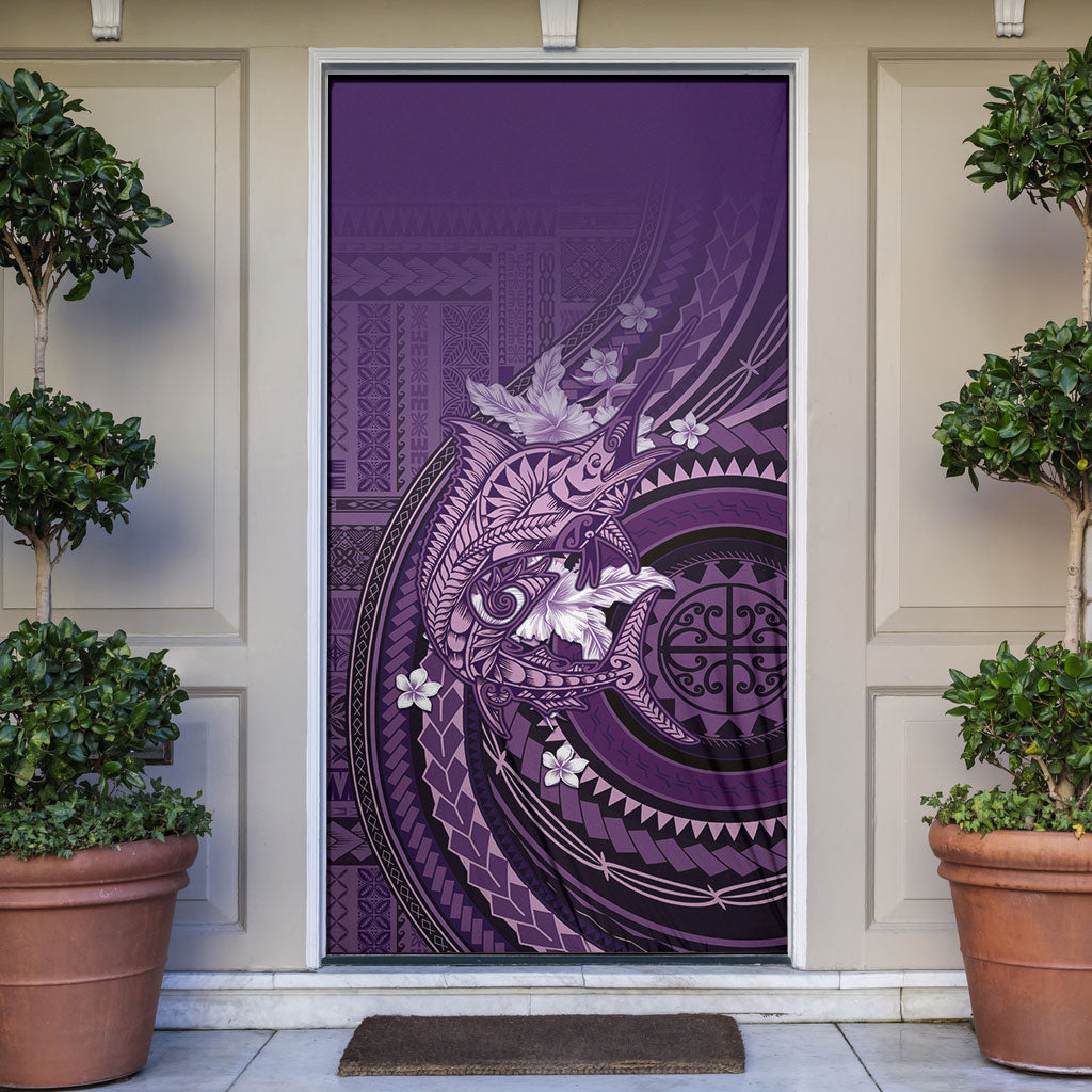 Samoa Tatau Marlin Door Cover With Siapo Motifs Violet