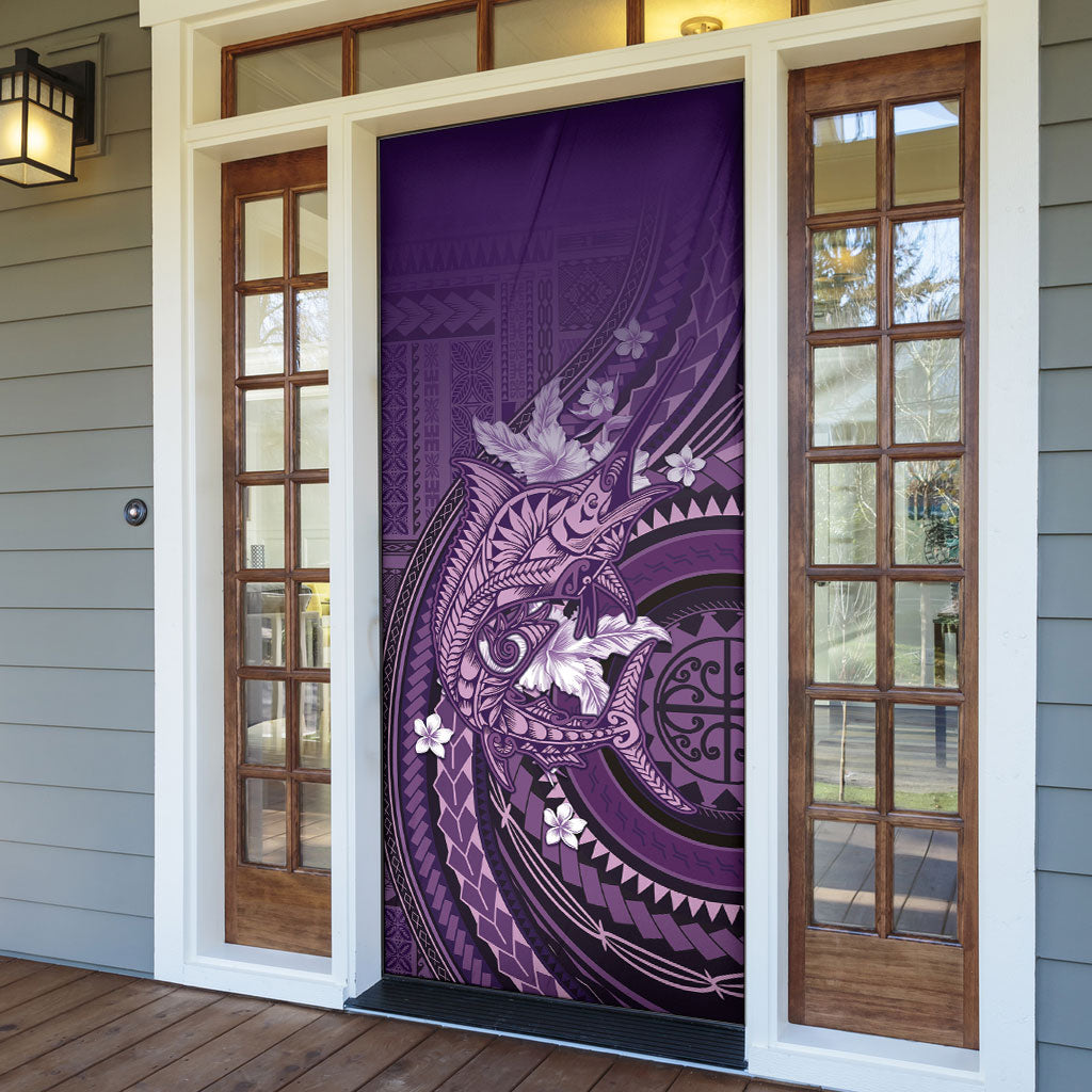 Samoa Tatau Marlin Door Cover With Siapo Motifs Violet