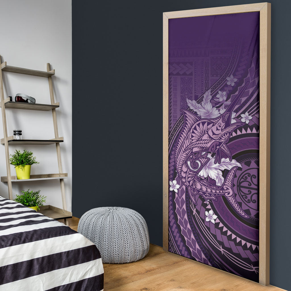 Samoa Tatau Marlin Door Cover With Siapo Motifs Violet