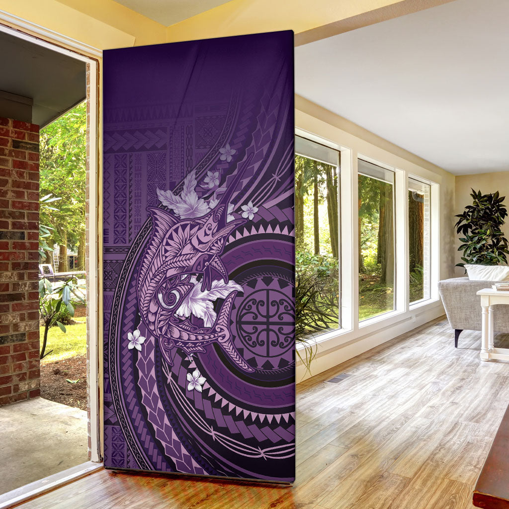 Samoa Tatau Marlin Door Cover With Siapo Motifs Violet