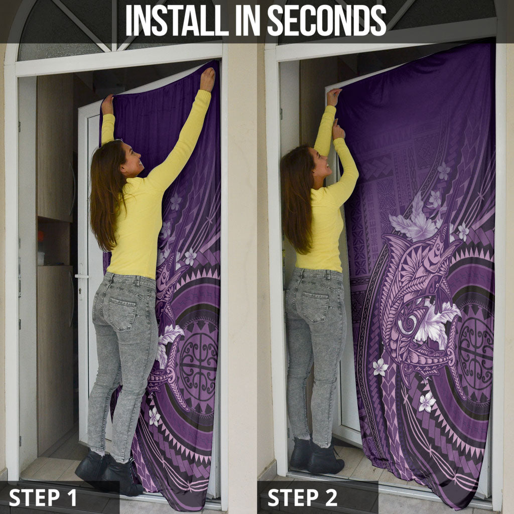 Samoa Tatau Marlin Door Cover With Siapo Motifs Violet