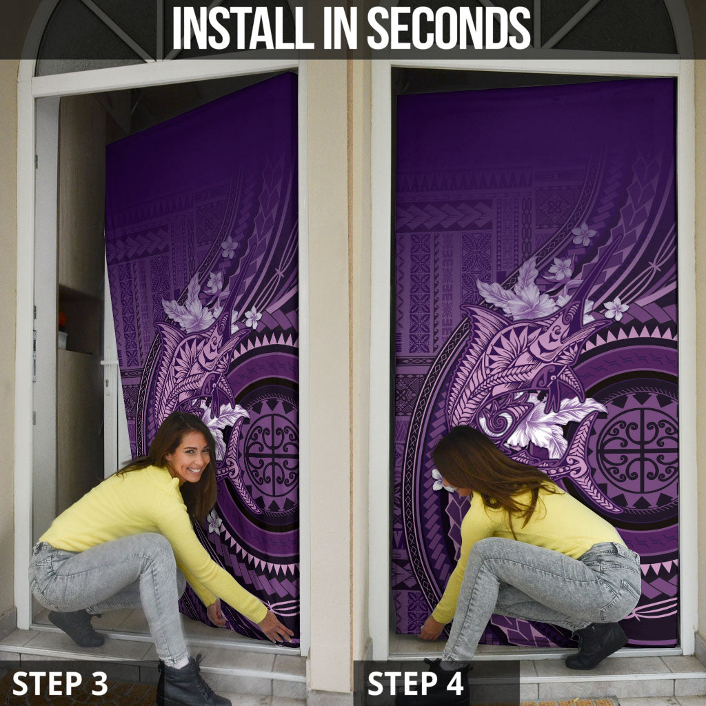 Samoa Tatau Marlin Door Cover With Siapo Motifs Violet