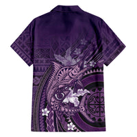 Samoa Tatau Marlin Family Matching Short Sleeve Bodycon Dress and Hawaiian Shirt With Siapo Motifs Violet LT05 - Polynesian Pride