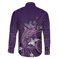Samoa Tatau Marlin Family Matching Short Sleeve Bodycon Dress and Hawaiian Shirt With Siapo Motifs Violet LT05 - Polynesian Pride