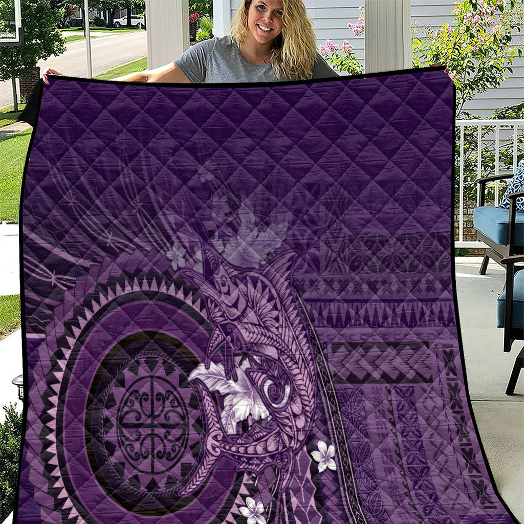 Samoa Tatau Marlin Quilt With Siapo Motifs Violet